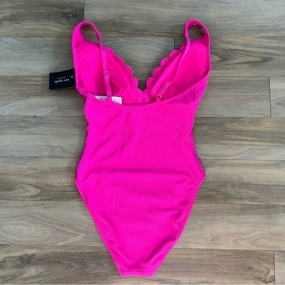 Kate Spade New York Women's Pique Solids Plunge One Piece Swimsuit - Picture 3 of 5
